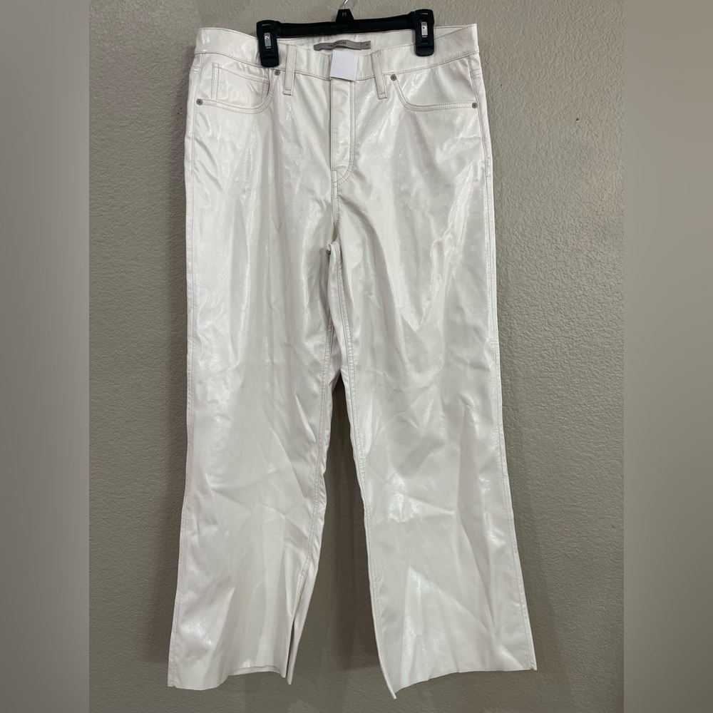 Hudson Rosie high rise patent egret Glossy White Wide-Leg Pants